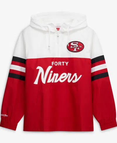 Mitchell & Ness Men's Scarlet San Francisco 49ers Head Coach Anorak Quarter-zip Windbreaker Jacket In Red
