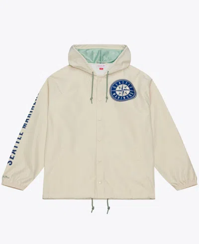 Mitchell & Ness Men's Seattle Mariners Yacht Rock Hooded Windbreaker Jacket In Gold