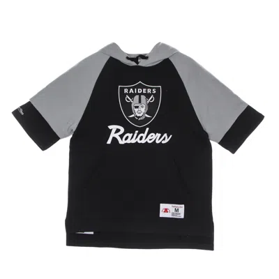 Mitchell & Ness Men's Short Sleeve Hoodie Nfl Fleece Hoodie Oakrai In Black