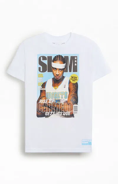 Mitchell & Ness Men's Slam Cover Denver Nuggets Carmelo Anthony T-shirt In White