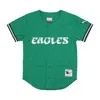 Mitchell & Ness Men's T-shirt Buttons Nfl On The Clock Mesh Button Front Phieag Kelly Green In Kelly Green