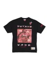 Mitchell & Ness Men's T-shirt Nba Heavyweight Premium Player Vintage Logo Tee Dwyane Wade Miahea Black In Black