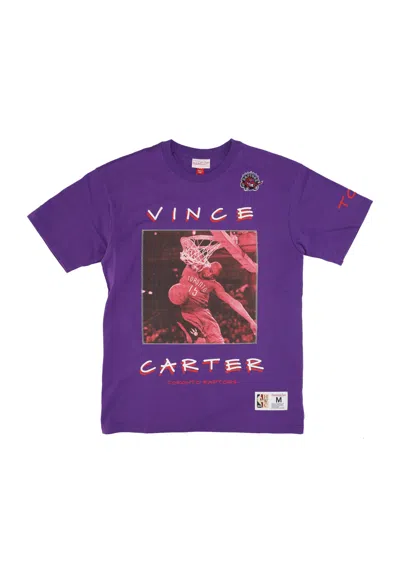 Mitchell & Ness Men's T-shirt Nba Heavyweight Premium Player Vintage Logo Tee Vince Carter Torrap Purple