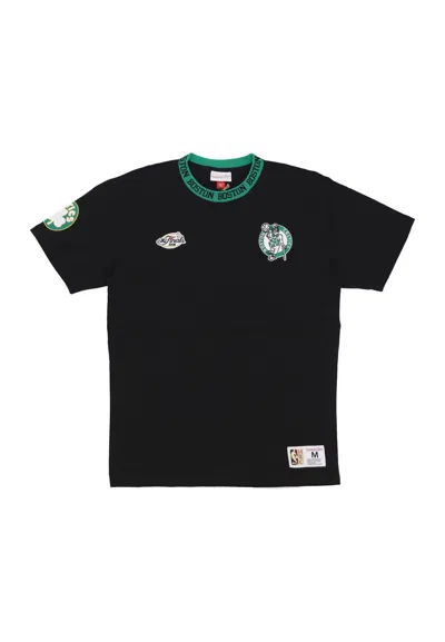 Mitchell & Ness Men's T-shirt Nba Jacquard Ringer Vintage Logo Tee Boscel Black