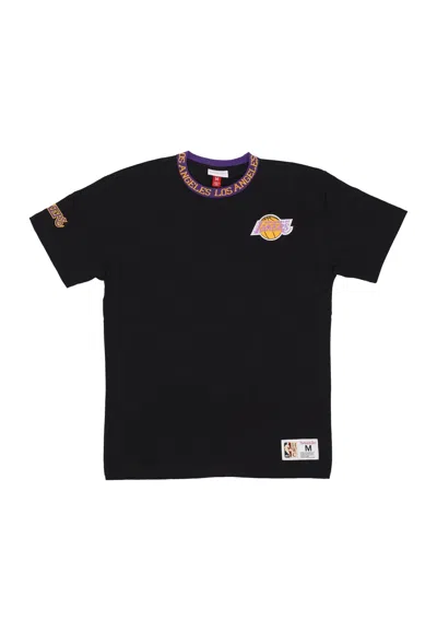 Mitchell & Ness Men's T-shirt Nba Jacquard Ringer Vintage Logo Tee Loslak Black