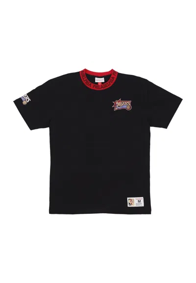 Mitchell & Ness Men's T-shirt Nba Jacquard Ringer Vintage Logo Tee Phi76e Black