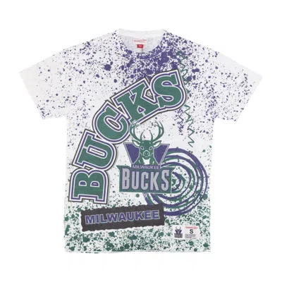 Mitchell & Ness Men's T-shirt Nba Team Burst Sublimated Tee Milbuc White/original Team Colors In Multi