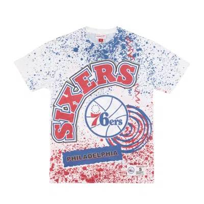 Mitchell & Ness Men's T-shirt Nba Team Burst Sublimated Tee Phi76e White/original Team Colors In Multi