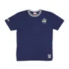 Mitchell & Ness Men's T-shirt Ncaa Jacquard Ringer Vintage Logo Tee Geohoy Navy In Blue