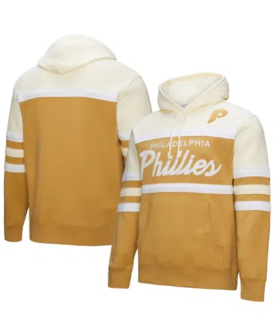 Mitchell & Ness Men's Tan/cream Philadelphia Phillies Head Coach Pullover Hoodie In Neutral