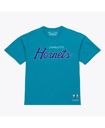 Mitchell & Ness Men's Teal Charlotte Hornets Vintage Wordmark T-shirt In Multi
