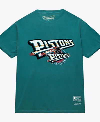 Mitchell & Ness Men's Teal Detroit Pistons Hardwood Classics T-shirt In Blue