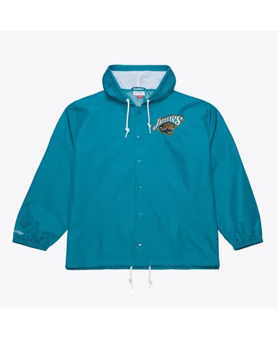 Mitchell & Ness Men's Teal Jacksonville Jaguars Coaches Full-snap Hooded Windbreaker Jacket In Blue