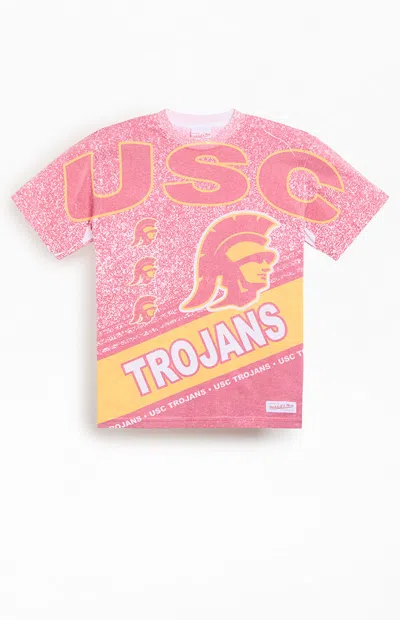 Mitchell & Ness Men's Usc Trojans Playmaker T-shirt In White In Pink