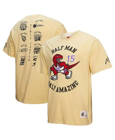 Mitchell & Ness Men's Vince Carter Cream Toronto Raptors Premium T-shirt In Gold