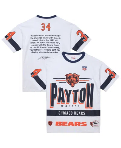 Mitchell & Ness Men's Walter Payton White Chicago Bears Name Number Team Origins Vintage Logo T-shirt