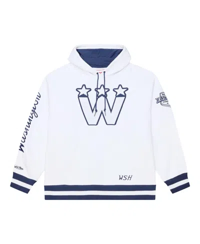 Mitchell & Ness Men's Washington Capitals Adjustable-drawstring Embroidered-graphics Pullover Hoodie In White