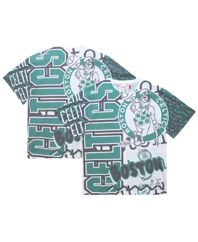 Mitchell & Ness Men's White Boston Celtics Jumbotron 2.0 Sublimated T-shirt In Green