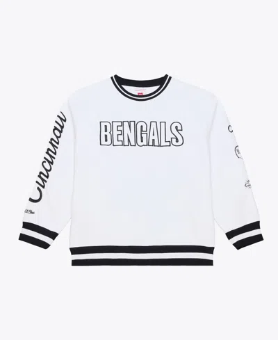 Mitchell & Ness Men's White Cincinnati Bengals Arctic Fleece Sweatshirt In Black