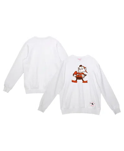 Mitchell & Ness Men's White Cleveland Browns Basic Fleece Pullover Sweatshirt