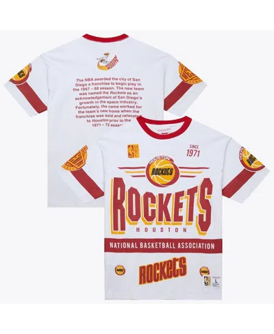 Mitchell & Ness Men's White Houston Rockets Hardwood Classics Team Origins Vintage Logo T-shirt In Multi