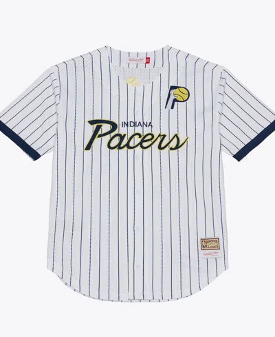 Mitchell & Ness Men's White Indiana Pacers Head Coach Pinstripe Mesh Full-button Baseball Jersey