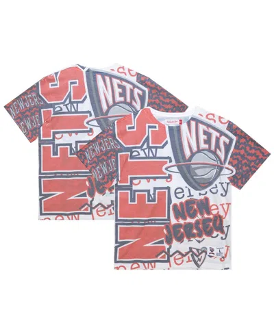 Mitchell & Ness Men's White New Jersey Nets Jumbotron 2.0 Sublimated T-shirt In Red