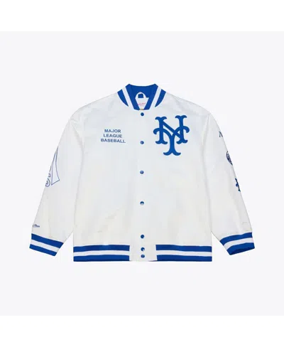 Mitchell & Ness Men's White New York Mets Cooperstown Collection Arctic Lightweight Satin Full-snap Jacket In Multi