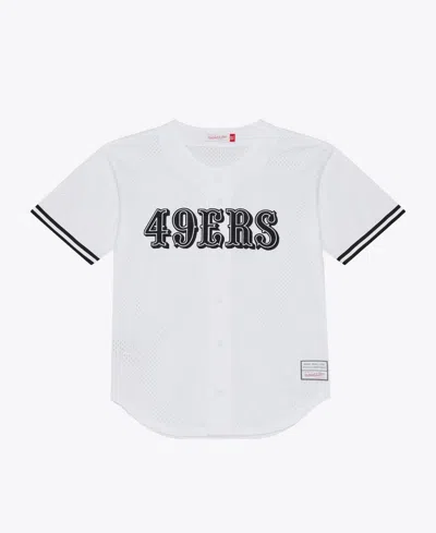 Mitchell & Ness Men's White San Francisco 49ers Monochrome Mesh Full-button Baseball Jersey