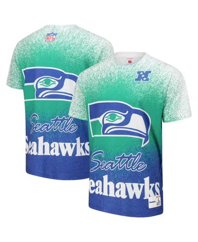 Mitchell & Ness Men's White Seattle Seahawks Team Burst Vintage Logo T-shirt In Multi