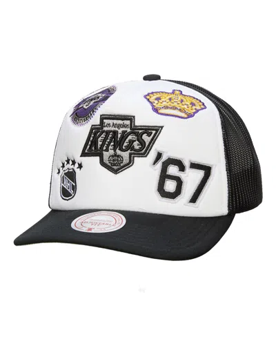 Mitchell & Ness Men's White/black Los Angeles Kings Gridlock Trucker Adjustable Hat In Multi