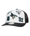 Mitchell & Ness Men's White/black San Jose Sharks Gridlock Trucker Adjustable Hat In Multi