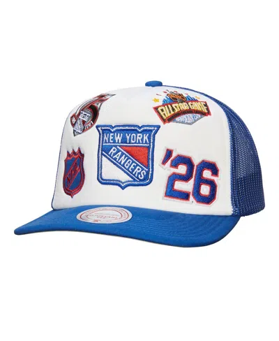 Mitchell & Ness Men's White/blue New York Rangers Gridlock Trucker Adjustable Hat In Multi