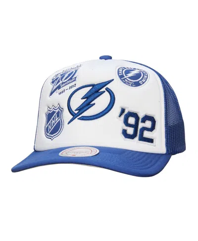 Mitchell & Ness Men's White/blue Tampa Bay Lightning Gridlock Trucker Adjustable Hat In Multi