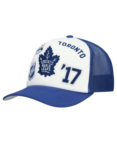 Mitchell & Ness Men's White/blue Toronto Maple Leaf's Gridlock Trucker Adjustable Hat In Multi