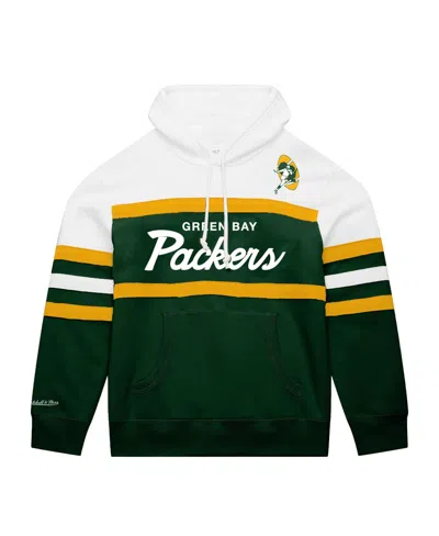 Mitchell & Ness Men's White/green Bay Packers Big & Tall Head Coach Hoodie In White,green