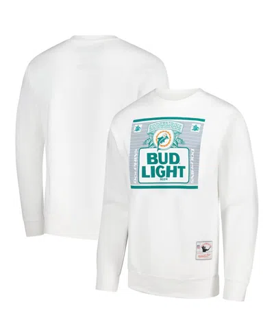 Mitchell & Ness Men's X Bud Light White Miami Dolphins The Crest Pullover Sweatshirt