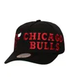 Mitchell & Ness Men'sâ Black Chicago Bulls Busted Logo Wordmark Wrap-around Pro Pinch Adjustable Hat In Black