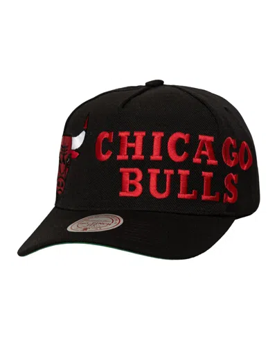 Mitchell & Ness Men'sâ Black Chicago Bulls Busted Logo Wordmark Wrap-around Pro Pinch Adjustable Hat