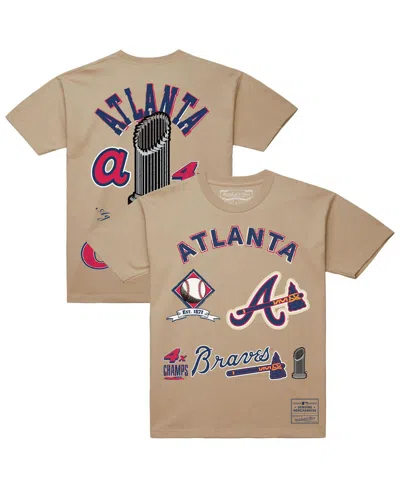 Mitchell & Ness Men'sâ Cream Atlanta Braves Legacy Defined T-shirt In Brown