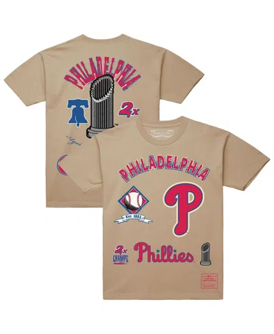 Mitchell & Ness Men'sâ Cream Philadelphia Phillies Legacy Defined T-shirt In Brown