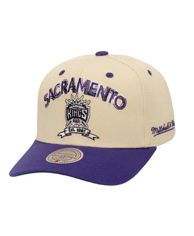 Mitchell & Ness Men'sâ Cream/purple Sacramento Kings Nba Champions Soul Legacy Defined Pro Crown Snapback Hat In Neutral