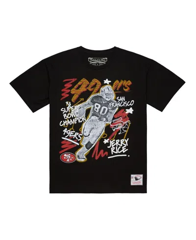 Mitchell & Ness Men'sâ Jerry Rice Black San Francisco 49ers Chalked Up Player Graphic T-shirt
