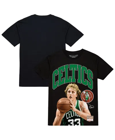 Mitchell & Ness Men'sâ Larry Bird Black Boston Celtics Hardwood Classics Player Arch T-shirt