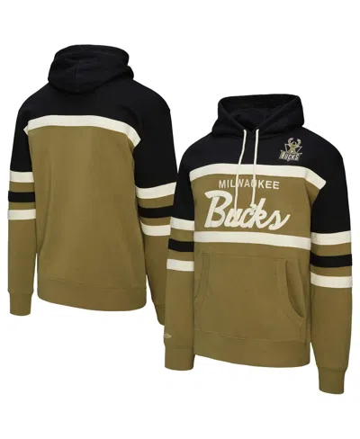 Mitchell & Ness Men'sâ Olive Milwaukee Bucks Double Clutch Head Coach Hoodie In Green