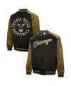 Mitchell & Ness Men'sâ Olive/black Chicago Bulls Clutch Satin Raglan Full-snap Jacket In Black