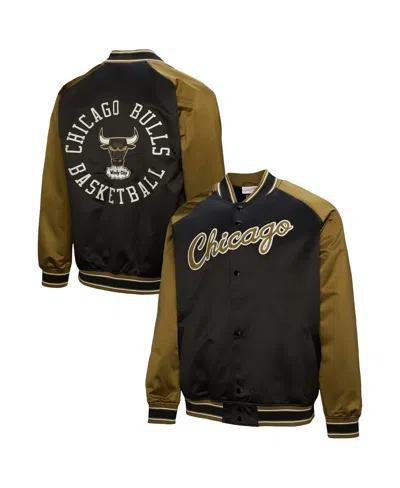 Mitchell & Ness Men'sâ Olive/black Chicago Bulls Clutch Satin Raglan Full-snap Jacket
