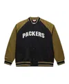 Mitchell & Ness Men'sâ Olive/black Green Bay Packers Vintage Logo Double Clutch Satin Raglan Full-snap Jacket In Multi