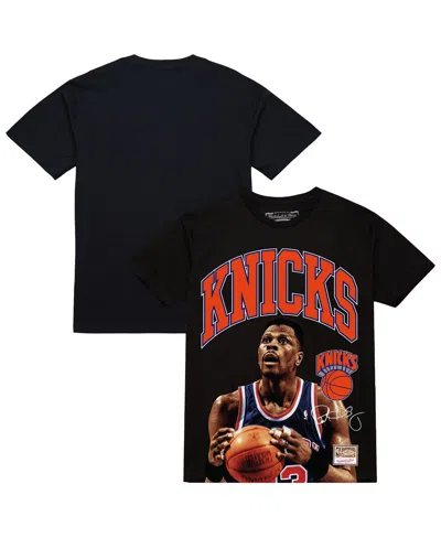 Mitchell & Ness Men'sâ Patrick Ewing Black New York Knicks Hardwood Classics Player Arch T-shirt
