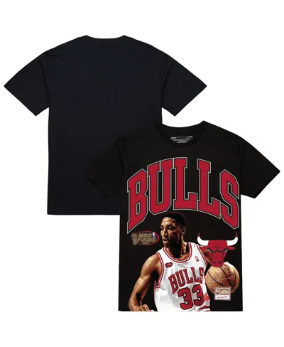 Mitchell & Ness Men'sâ Scottie Pippen Black Chicago Bulls Hardwood Classics Player Arch T-shirt